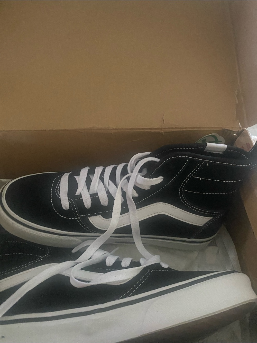 Vans Black and White High Top Skate Shoes